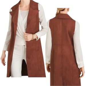 CHICO'S Faux Suede Elongated Vest REDDENED CLAY  Sz1 (M 8-10)